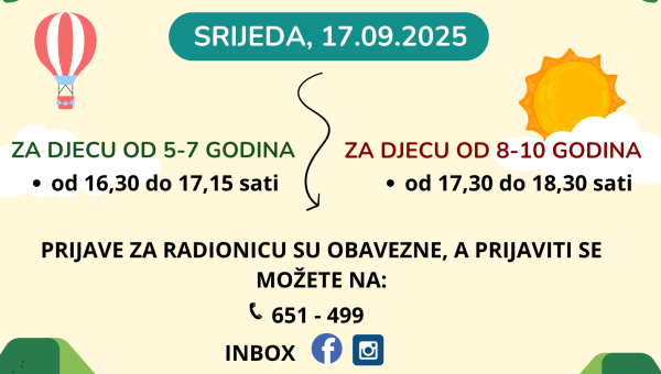 Novi ciklus radionica/pričaonica ''Bajkovite knjižnice''